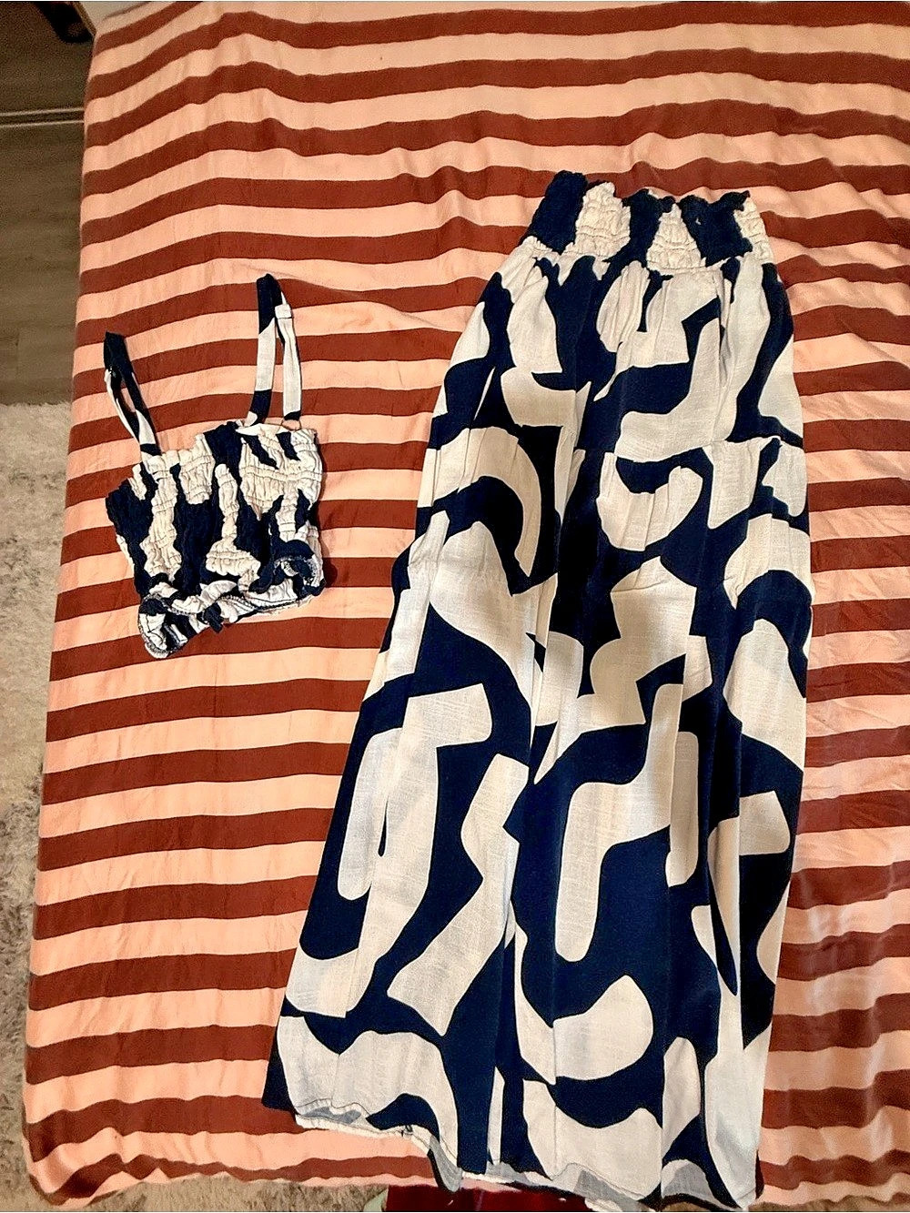 Women's Abstract Maxi Dress Blue & White